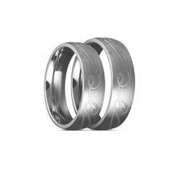 Titanium Vielsesringe, mat overflade med flot indgraveret mønster